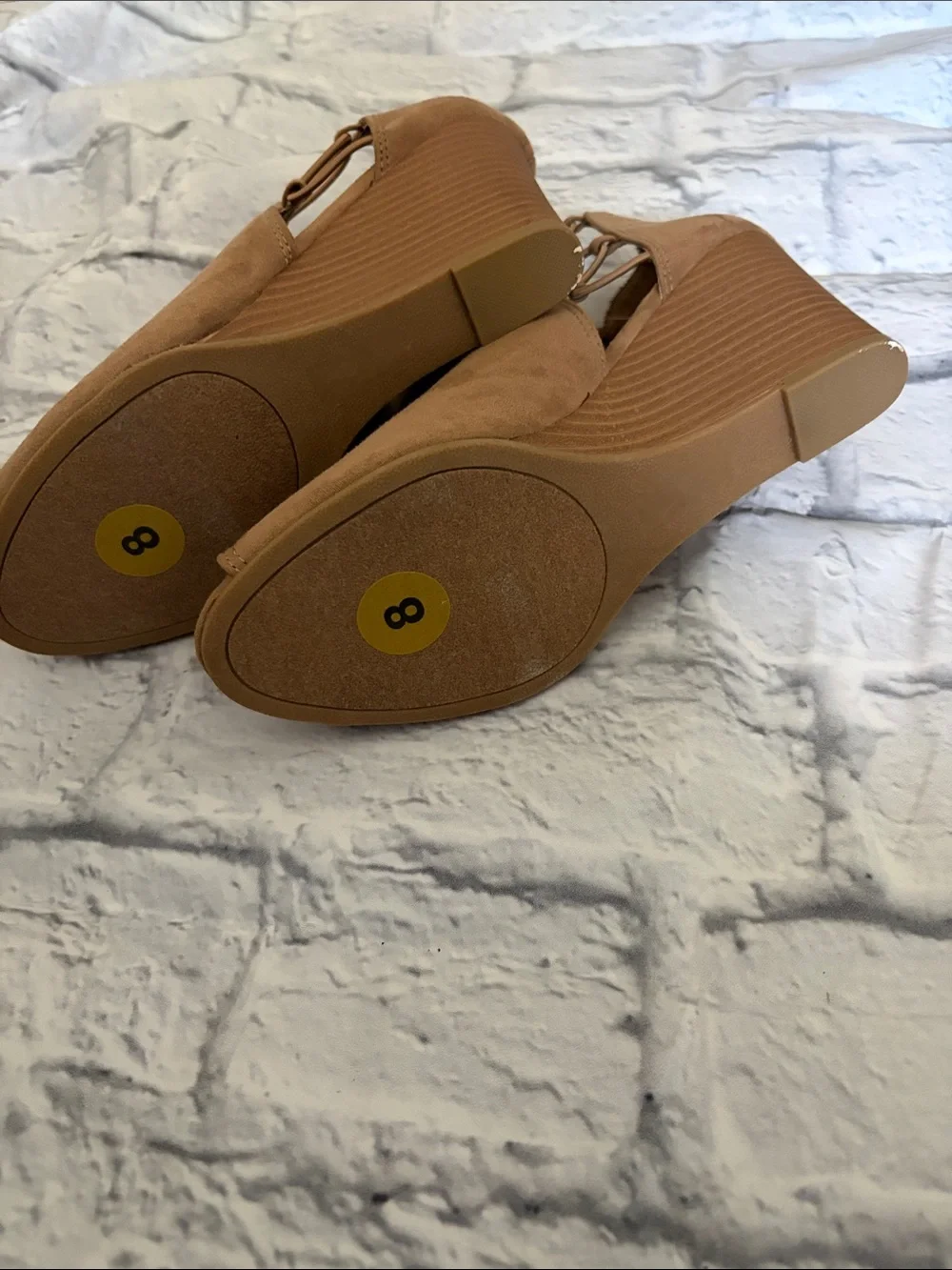 Women's Suede Peep-Toe Wedge Ankle Booties - Tan